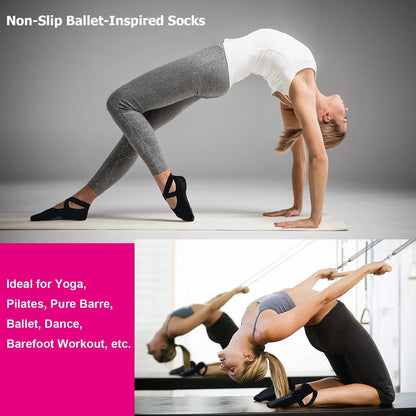 Pilates Socks for Women Non Slip Grip, Yoga Socks with Grippers for Barre, Hospital, Ballet, Dance, Barefoot Workout